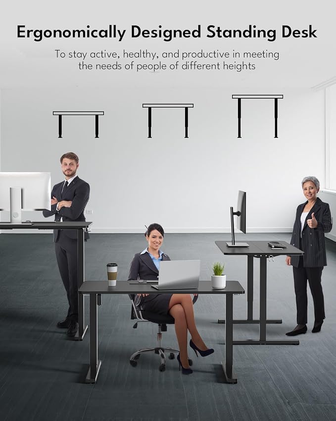 Electric Standing Desk, Gaming Desk, 40 x 24 Inch, Black | Height Adjustable Computer Desk with Smart Controller, Sit and Stand Up Table for Home, Office, Work, Study, Writing