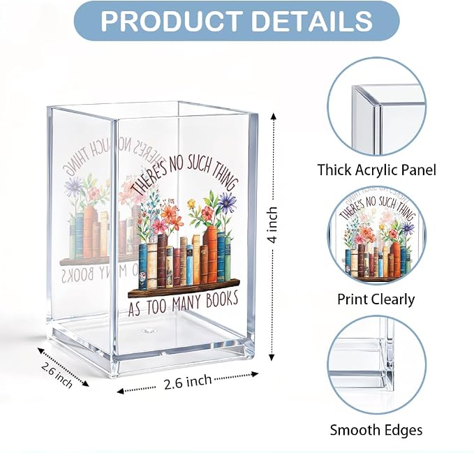 A Well Read Woman Is A Dangerous Creature Acrylic Cosmetic Pencil Pen Holder, Funny Literary Pen Organizer for Desk, Office Desk Accessories for Librarian, Bookish Gifts for Book Lover Teacher