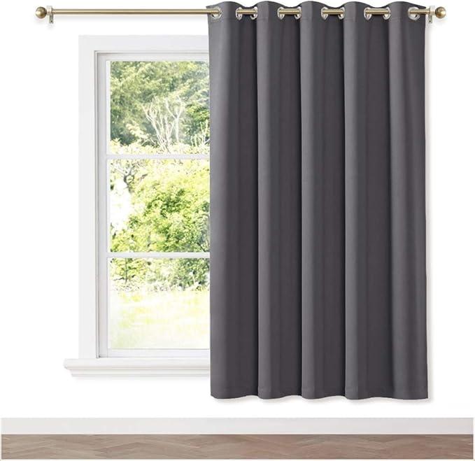 NICETOWN Blackout Wide Blinds for Sliding Door, Insulated Noise Reduction Drapes, Privacy Vertical Curtain for Living Room&Bedroom (1 Panel, Gray, W70 x L72)
