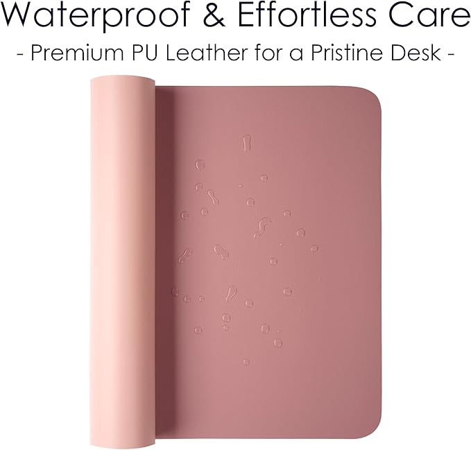 WAYBER Leather Desk Pad Protector, Waterproof Mouse Pad, PU Desk Mat, Office Desk Cover, Desk Writing Mat for Office/Home/Work/Cubicle (Purple/Pink) 31.5x15.7in