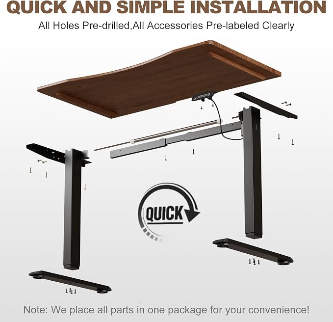 Solid Wood Electric Standing Desk 47.2"x23.6"Home Office Desk,Adjustable Workbench with 3 Stages Single Motor, Computer Workstation with T-Shaped Metal Bracket,Walnut Standing Desk for Gaming(1 Box)
