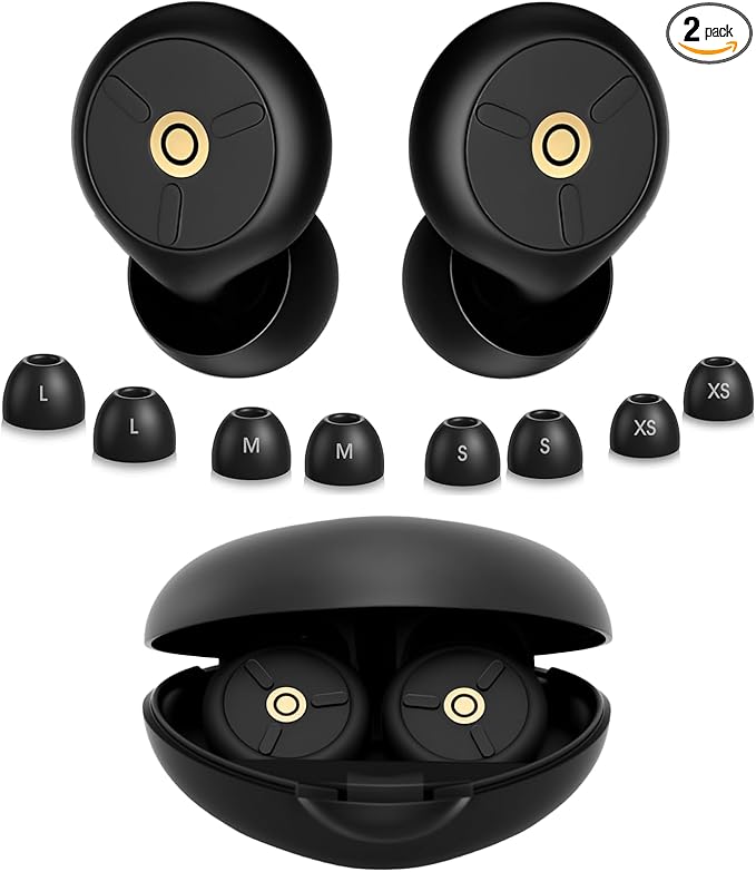 Noise Cancelling Ear Plugs for Sleeping, Travel & Work - 50dB Reusable Silicone Earplugs with 8 Soft Ear Tips, Snore Stopper & Portable Case - Airplane Essentials, Concerts, Focus(Black)