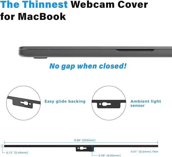 Eyebloc Laptop Webcam Cover Slide - Magnetic Privacy Slider & Webcam Privacy Cover - Ultra-Thin Design & Camera Blockers - Sleek Steel Construction