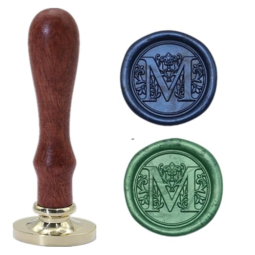 Initial Alphabet Wax Seal Stamp Kit, Retro Letter Sealing Stamp with 150Pcs Sealing Wax Beads Spoon Pen Set for Wedding Invitations Cards Envelopes (M)