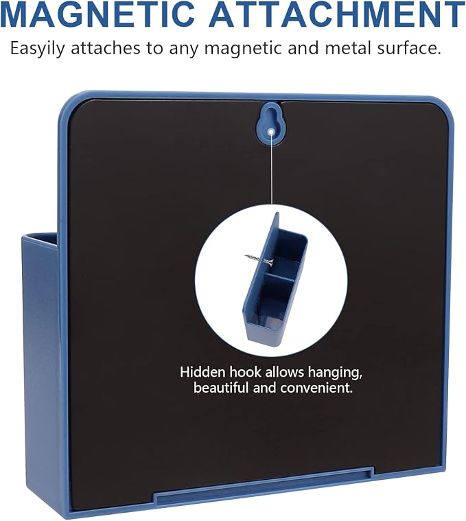 Blue Magnetic Dry Erase Marker Holder, Blue Locker Organizer, Pencil Storage Cup with Strong Magnet, Marker/Pen Basket for Whiteboard, Refrigerator, Locker Accessories, School and Office Supplies