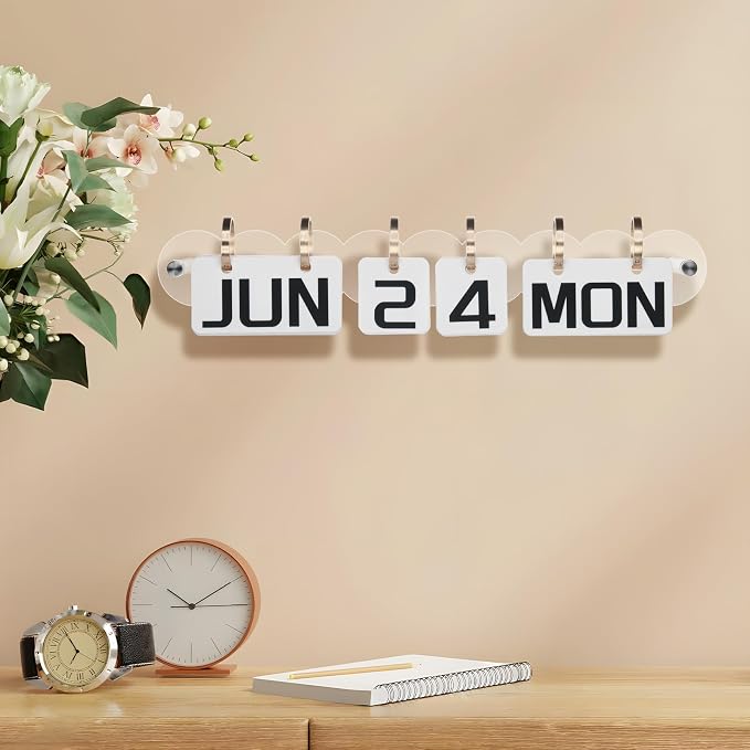 Homakover Wall Mount Acrylic Calendar, Perpetual Calendar 2024 Daily Display Calendar, Reusable Yearly Wall Standing Calendar with Wall Hook for Home Office Decor Desk Accessories (Clear-A Shape)