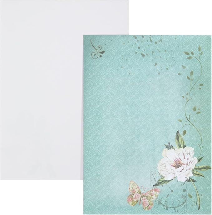 Paper Junkie Stationery Set - 7.25 x 10.2 In, Gold, 60 Sheets & 30 Envelopes - Letter Paper & Envelopes - Vintage Paper Designs
