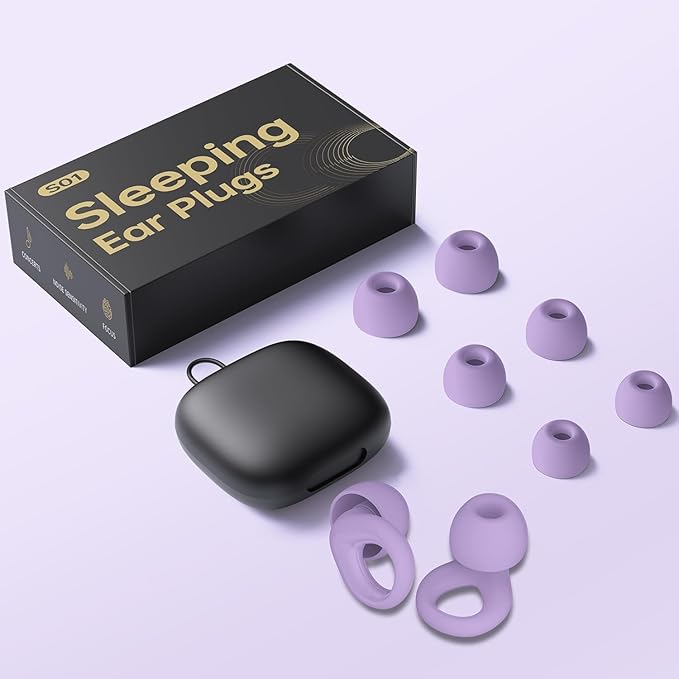 Ear Plugs for Sleeping Noise Cancelling, Reusable Silicone Earplugs for Sleeping, Noise Reduction, Travel, Deep Focus, High Fidelity Hearing Protection, 30dB Noise Reduction（Violet）