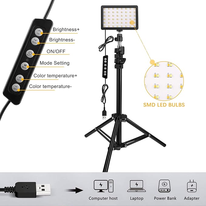 2 Pack LED Video Light, Photography Lighting Kit, 2400-6800K Dimmable Studio Light 97 CRI with Tripod Stand/Color Filters for YouTube/Stream Zoom Call/Vlogging/Video Conference Lighting