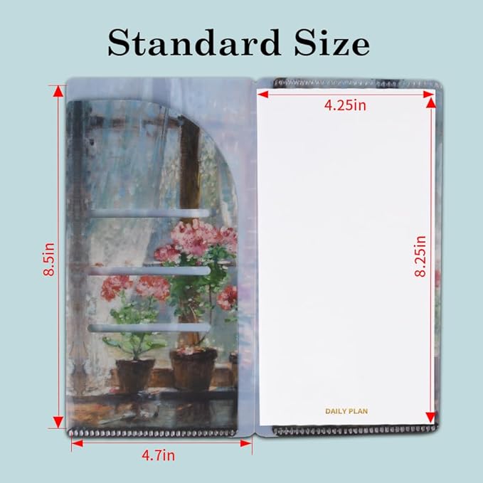 Travelers Notebook Inserts with PVC Sleeve,Daily Planner,Daily Appointment Book,Undated To Do List Notepad,30 Sheets,8.5" x 4.7",Pocket Notebook for Journals,Diaries,Planners,Flowerpot Plants
