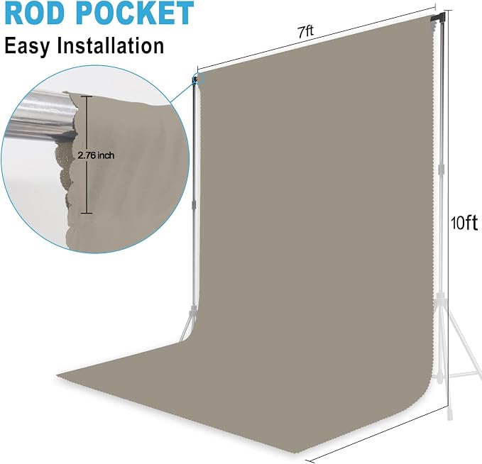 Grey Backdrop for Photoshoot, Professional Photo Backdrop Background Curtain for Product Photography, Portraits, Wedding, Party, Live Streaming Video Recording 7X10 FT