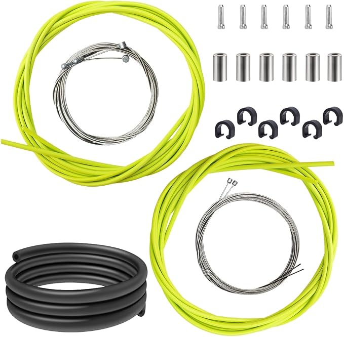 Bicycle Shifter Derailleur Cable Brake Cable Housing Cable Routing Damping Foam Sleeve Cable Tips Caps End Crimp Cable Guide Clip C-Clips Clamps Kit for Mountain Road Bicycle MTB