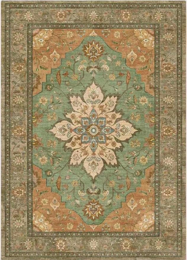 Tangsoo 2x6 Washable Runner Rug for Hallways, Non Slip Vintage Runner Rug, Soft Boho Low Pile Long Rug Runner, Carpet Runners for Kitchen Bedroom Entryway Bathroom Living Room