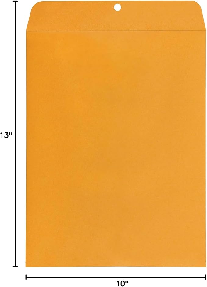 Amazon Basics Clasp Kraft Envelopes for Documents, Gummed Mailing, 10" x 13", 200-Pack