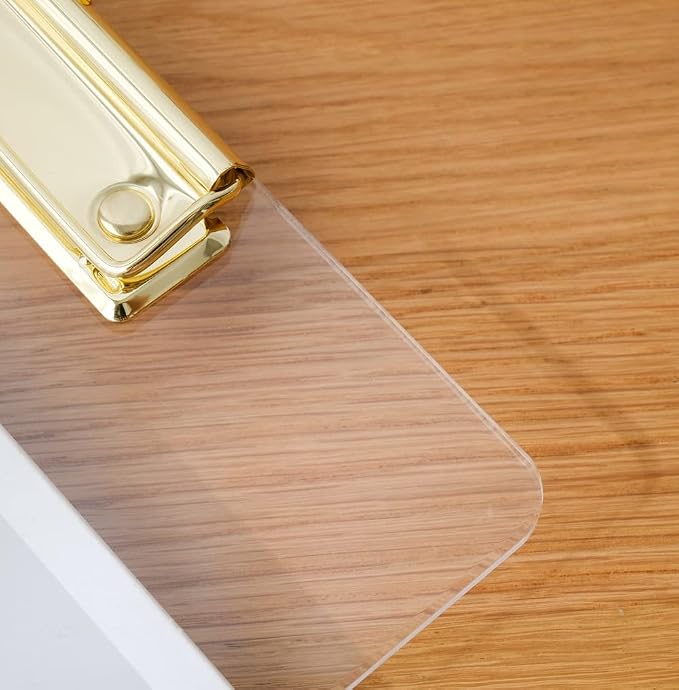 JIARI 4 Pack Clear Acrylic Office Clipboard A4 Letter Size 8.6" x 12.2" | (Gold 4 Pack)