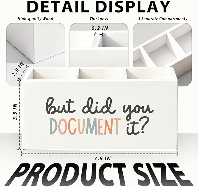 Funny But Did You Document It Pen Pencil Holder for Desk, HR Human Resources Gifts, Office Humor Gifts for Coworkers Women Men Wooden Box Sign Decorations for Office Desk Tabletop
