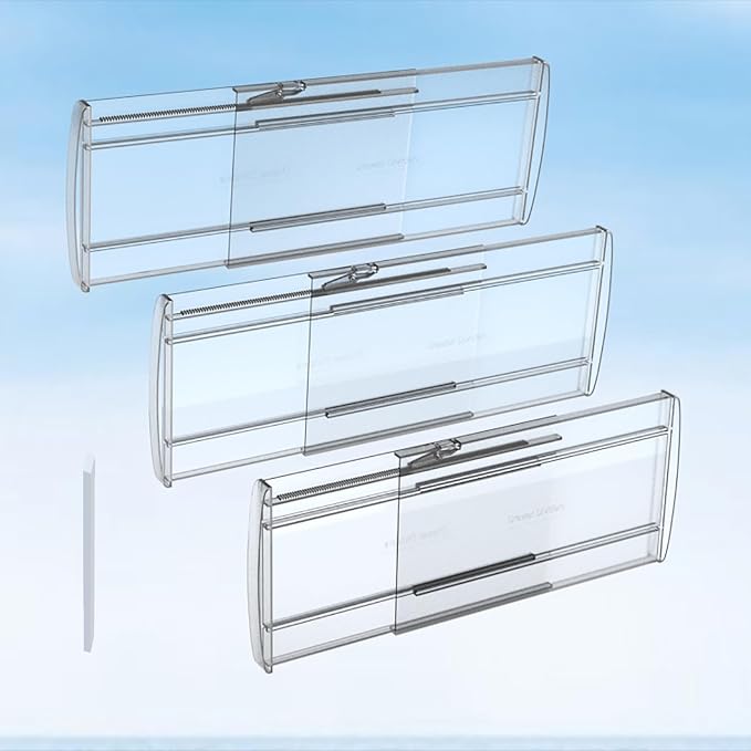 3 Pack Adjustable Drawer Dividers for Clothes,6" High Expandable From 12-20" Clear Drawer Organizers, PC Plastic Separators for Dresser/Bedroom/Bathroom/Kitchen/Office Storage
