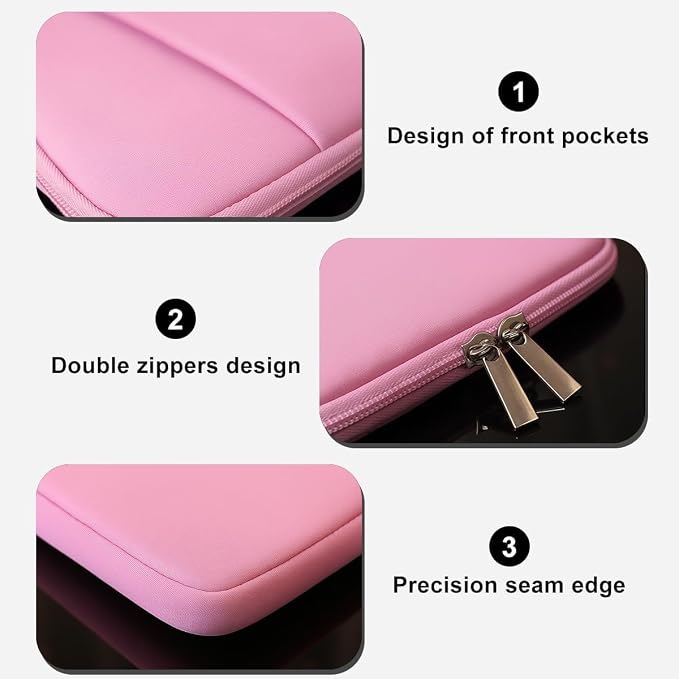 Laptop Sleeve for MacBook Neo/Air/Pro 13 inches A18/M5/M4/M3/M2/M1 Chip 2026-2020 A3404 A3449 A3240 A3113 with 2 Pockets Tablet Bag Case Accessories (Bright Blush Pink)