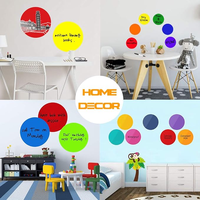 Colorful Dry Erase Dots Circles Whiteboard Marker Removable Stickers Spots Wall Decals for School Classroom Teachers Students Table & Desk Green, 8 Pack
