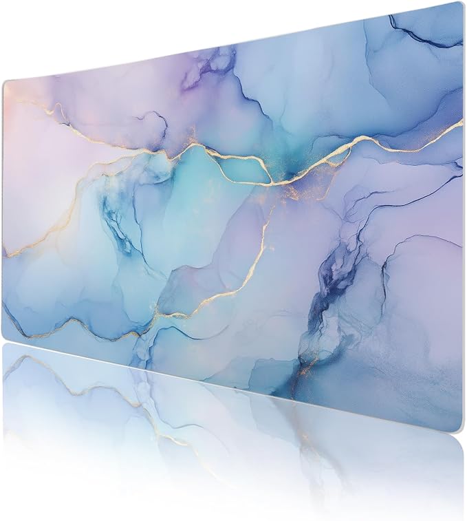 QIYI PU Leather Large Mouse Pad, Waterproof Desk Mat, 23.6" x 13.8", Fluid | Extended Size Gaming Mousepad, Faux Leather Desk Pad, Desktop Writing Pads for School Office Home, Abstract Fluid Art