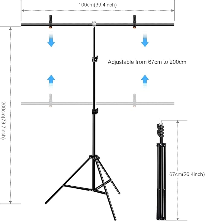 Green Screen Backdrop Kit with Stand, PULUZ 3.2x6.5ft Portable GreenScreen Background Stand, T-Shape Green Screen Stand kit with Clamp Carrying Bag for Streaming Video and Photography Shoots