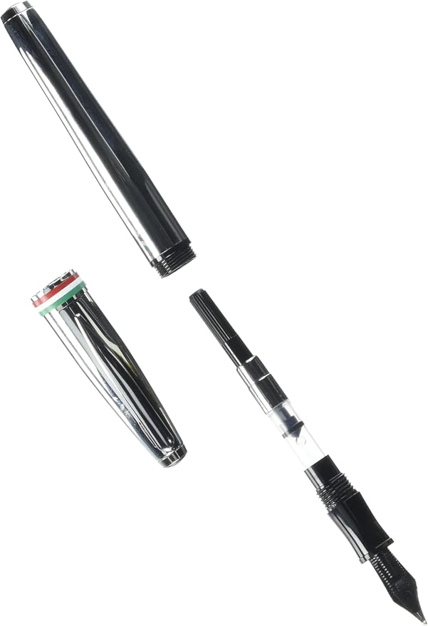 Monteverde USA Aldo Domani Italia Fountain Pen Mirror Chrome - Broad Nib - Luxury Writing Pen - Italian Design - JoWo Stainless Steel Nib - Smooth Ink Flow - Refillable - Gift Box Included