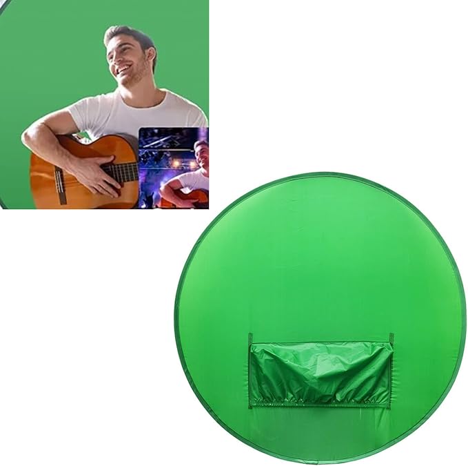Portable Green Screen Backdrop Chair Background for Video Chats, Gaming, Video Conferences, 142cm Diameter, Folding and Portable