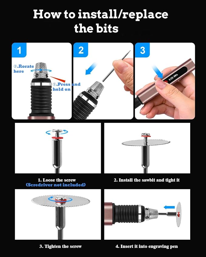 Cordless Engraving Pen for Metal Wood Glass Plastic, Engraving Tool 44Kits, 5 Speeds Up to 30000RPM, 500mAh USB Rechargeable Engraver Kit Craft Gifts for Teens Adults Beginner with Guide Book (Rose)