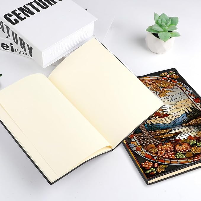 FRANDEK Pearl Painting Notebook Kit, Maple Leaf A5 DIY Journal with 50 Blank Pages, Diamond Gem Art Cover with Waterproof Canvas, Beginner Craft Set with Full Tools for Adults