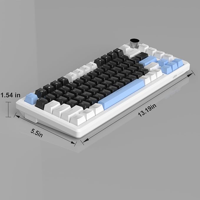 MageGee 75% Mechanical Gaming Keyboard, Compact Blue Backlit Wired Gaming Keyboards with Black Switches, EVA Foam, Knob Control, STAR75 Portable NKRO PC Gaming Keyboard - Black & Blue