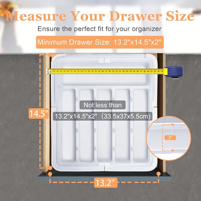 Spaclear Large Silverware Drawer Organizer Expandable Kitchen Utensil Organizer BPA Free Flatware Cutlery Holder Tray Adjustable Plastic Drawer Divider Storage for Forks Knives 6-9 Slots White