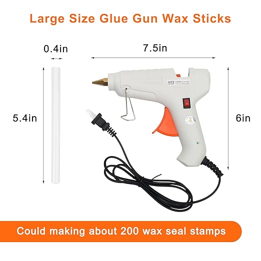 Sealing Wax Sticks 12P with Glue Gun, Luxiv 5.4" Sealing Waxs Stick 10MM Fire Manuscript Glue Gun Wax Seal Stamp for Wedding Invitations, Envelopes, Package Seal Waxs Sticks (White)