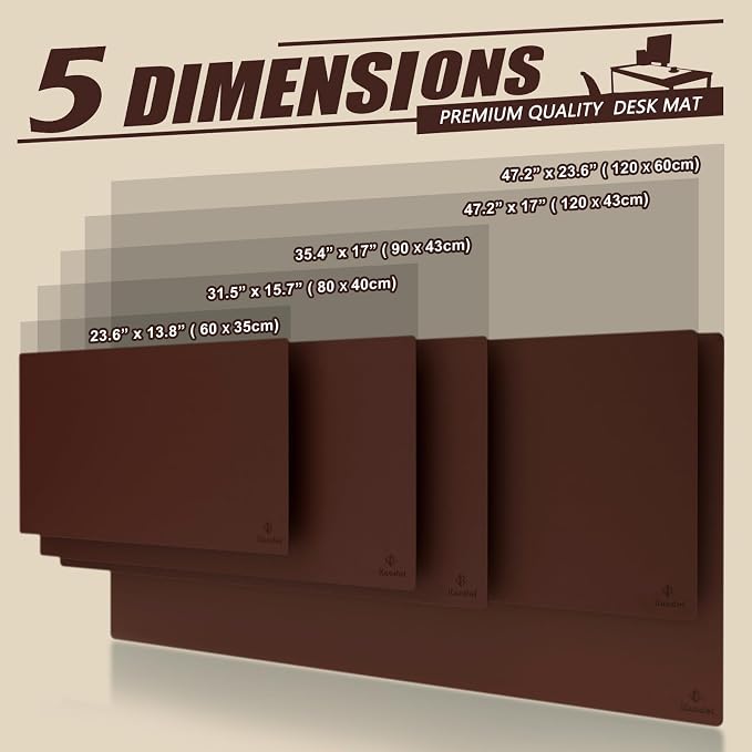 K KNODEL Large Office Leather Desk Mat, Mouse and Keyboard Pad, Computer and Laptop Mat, Desktop Protector and Cover, Writing Pad and Blotter (35.4"x17", Dark Brown)