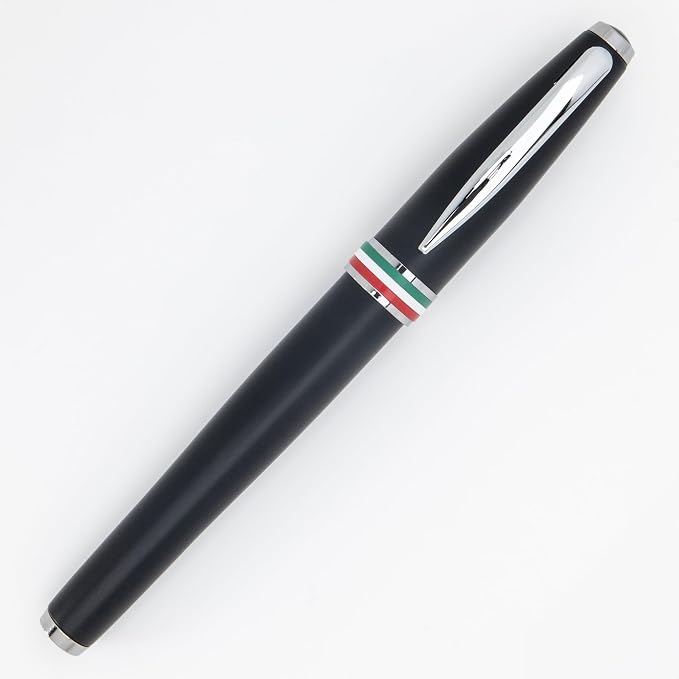 Monteverde USA Aldo Domani Italia Fountain Pen Matte Black - Medium Nib - Luxury Writing Pen - Italian Design - JoWo Stainless Steel Nib - Smooth Ink Flow - Refillable - Gift Box Included