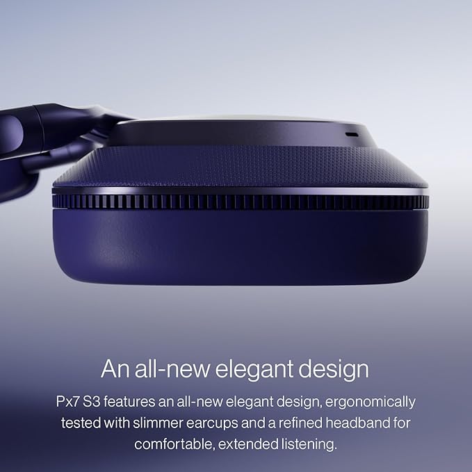 Bowers & Wilkins Px7 S3 Over-Ear Headphones, High-Resolution Sound, Comfortable Fit, Bluetooth, Active Noise Cancelling & Transparency Mode, 30-Hour Playtime, Quick Charge Support, Frost Blue