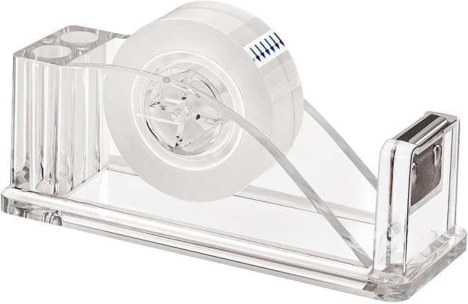 Transparent Acrylic Tape Dispenser, Non-Skid | Clear Tape Dispensers Bulk, Tape Cutter Holder for Office, Home, School Use