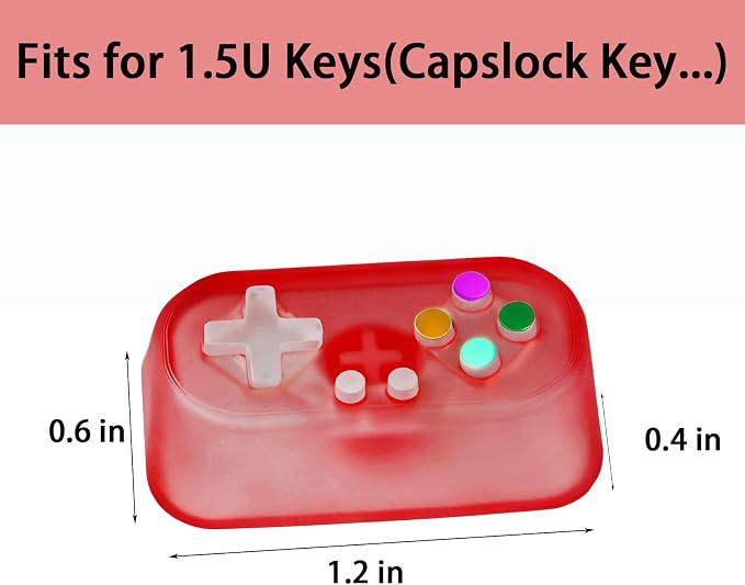 Artisan Keycap, Custom Retro Game Controller Shaped Keys Cap for MX Mechanical Keyboard, Shine Through Resin Handmade Single Replacement for Capslock Key - Red