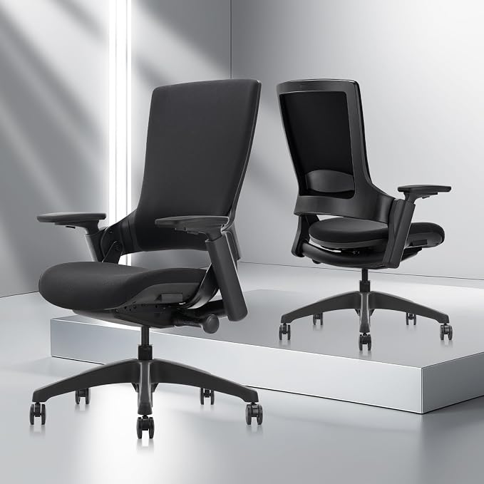 CLATINA Swivel Executive Computer Chair with 3D Armrest and Lumbar Support, Adjustable Ergonomic Fabric Backrest Task Chair for Home Office Conference Room