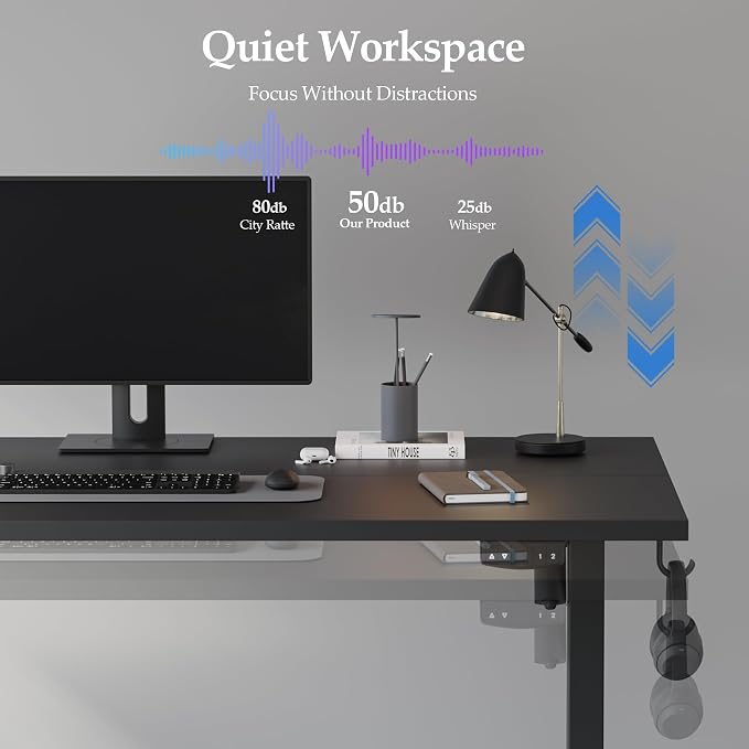 Klicelor 40 Inch Electric Standing Desk, Height Adjustable Office Desk, Sit Stand Up Computer Desk with Memory Preset, Two-Piece Desktop, Black