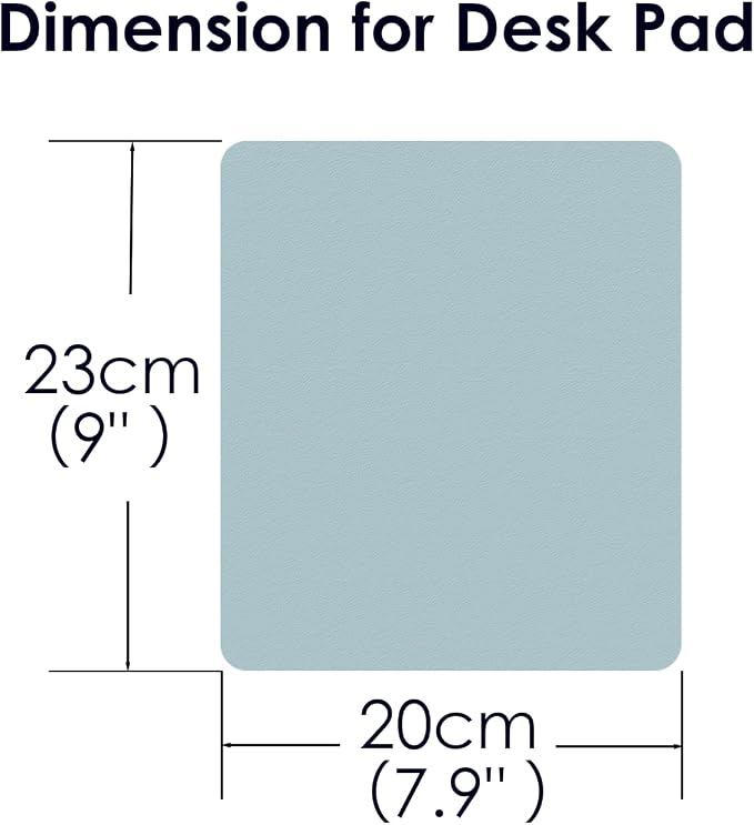 Leather Desk Pad Protector, Waterproof Mouse Pad, PU Desk Mat, Office Desk Cover, Desk Writing Mat for Office/Home/Work/Cubicle (Light Blue/Silver) 9x8 in