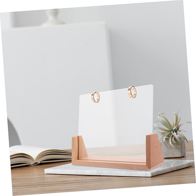DOITOOL 1 Set Wooden Desk Calendar Base Sturdy Flip Calendar Support for Desktop Elegant and Functional Quick Setup for Office Decor Beechwood with Acrylic and Metal Circles