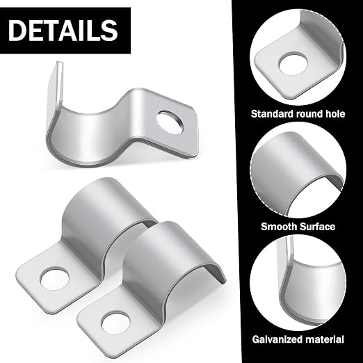 Yaocom 100 Pcs Silver Cable Wire Screw Clips 3/8 Inch, Zinc Plated Steel Clamp Outdoor Cord Clips for Wall Mounting Wire Management