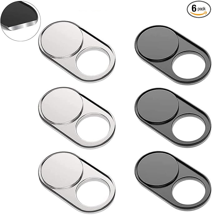 Cimkiz Webcam Cover Slide Metal Magnet Sliding Web Camera Cover Slider for Laptops MacBook Pro HP iMac iPhone Cellphone-for Protecting Your Privacy-Strong Adhesive-6 Packs(3black+3silver)