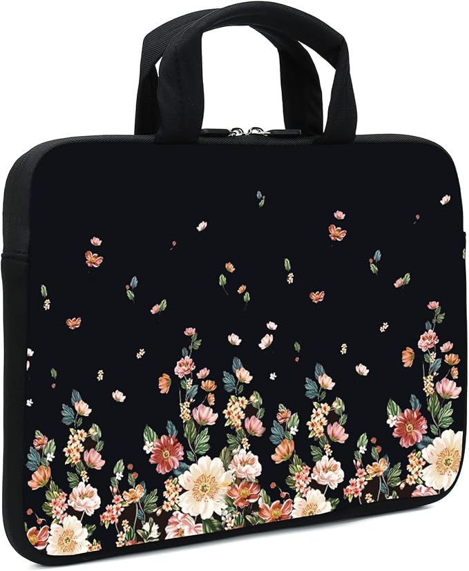 15.6" Laptop Sleeve 14" 15" 15.4" Chromebook Case Ultrabook Case Notebook Sleeves PC Messenger Bag (Flowers)