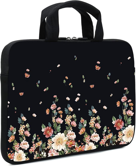 15.6" Laptop Sleeve 14" 15" 15.4" Chromebook Case Ultrabook Case Notebook Sleeves PC Messenger Bag (Flowers)