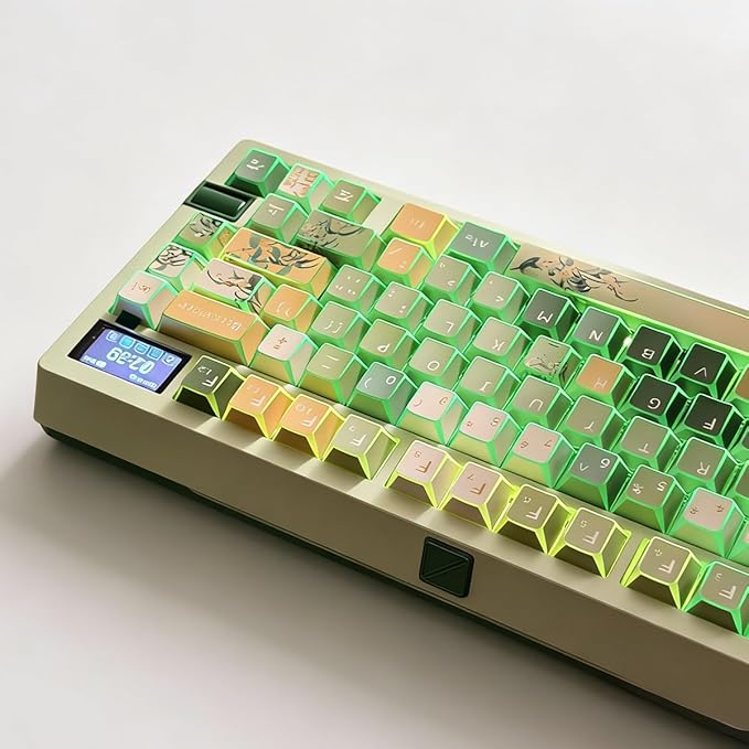 Sumgsn 131 Keys PBT Shine Keycaps Cherry Profile Green Keycaps Set Fit for 61/64/87/104/108 Cherry Mx Switches Mechanical Keyboard