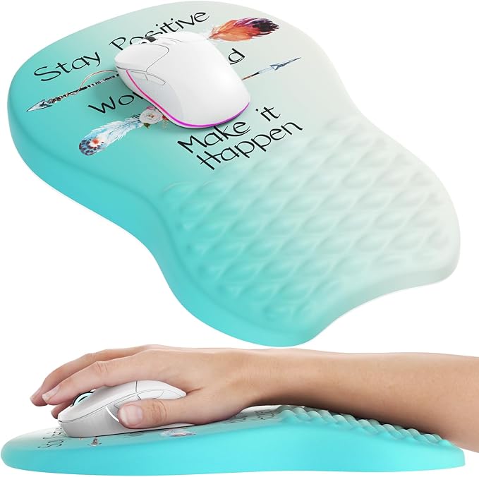 MROCO Ergonomic Mouse Pad with Wrist Support, 11.8 x 7.8 in, Feather Arrow | Memory Foam Wrist Rest Mouse Pad, Non-Slip Base, Smooth Lycra Surface for Office & Home, Comfortable Wrist Support