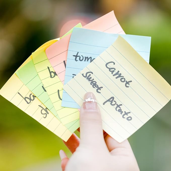 Mr. Pen- Lined Sticky Notes, 3" x 3", 6 Pads, 45 Sheets/Pad, Pastel Color | Sticky Notes with Lines, Ruled Post Stickies, Memo Pads, Self-Stick Note Pad for Office, School, Home, Study & Organization