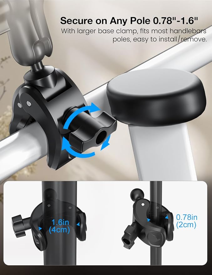 PLDHPRO Tablet Holder for Mic Stand,iPad Clamp Mount with Long Arm,360°Rotating Adjustable Tablet Mount for Microphone Stand,Fits 5.5"-14.6" iPad Pro 12.9, Galaxy,iPhone