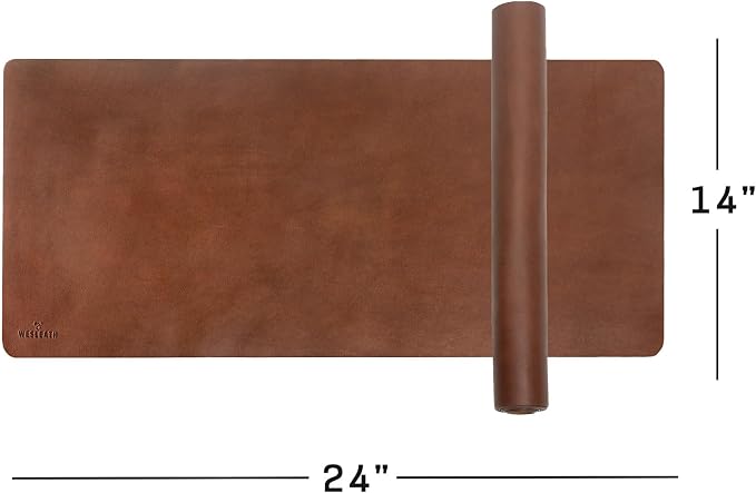Premium Leather Desk Mat, Full Grain Leather Desk Pad Protector & Desk Blotter, Waterproof Non-Slip Writing Surface for Keyboard, Mouse & Laptop, Desk Pad for Home & Office (Tobacco, Small)
